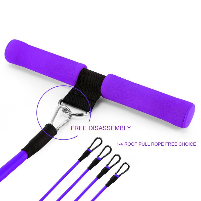 4 Tubes Sit-up Pedal Exerciser Foot Bodybuilding Expander Elastic Pull Rope Resistance Workout Band for Yoga Home Gym Fitness