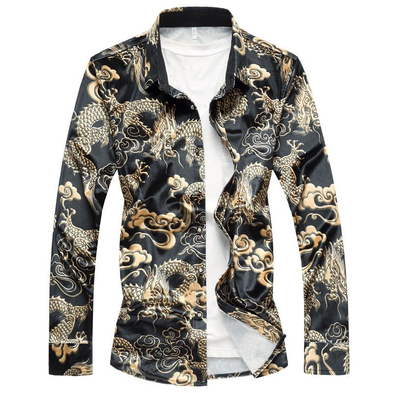 High-quality Luxury Velvet Men Shirt Long Sleeve Casual Autumn And Winter Warm Dragon Printed Slim Fit Dress Mens Shirts Camisa, Black
High-quality Luxury Velvet Men Shirt Long Sleeve Casual Autumn And Winter Warm Dragon Printed Slim Fit Dress Mens Shirts Camisa, Black