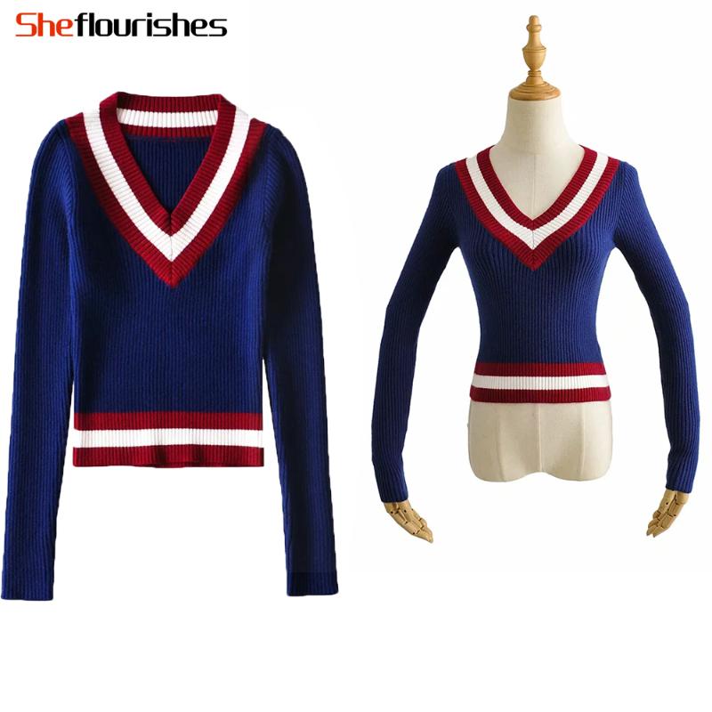 Sheflourishes Women Cropped Sweaters Autumn Vintage V neck Long Sleeve Female Blue Knitwear Skinny 2020 Chic Elegant Knit Jumper
Sheflourishes Women Cropped Sweaters Autumn Vintage V neck Long Sleeve Female Blue Knitwear Skinny 2020 Chic Elegant Knit Jumper