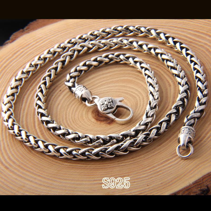 100% Pure 925 Sterling Silver color Six Words Vajra Necklace 5MM Thick Chain Men Gift Thai silver color long necklace Jewelry 
100% Pure 925 Sterling Silver color Six Words Vajra Necklace 5MM Thick Chain Men Gift Thai silver color long necklace Jewelry