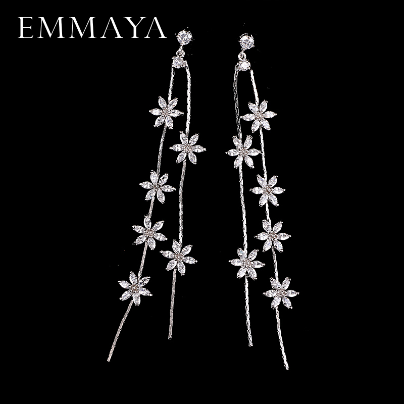 EMMAYA New Long Earrings White Gold-color Fashion Flower Cz Beads Tassel Dangle Earrings for Women Wedding Jewelry Wholesale
EMMAYA New Long Earrings White Gold-color Fashion Flower Cz Beads Tassel Dangle Earrings for Women Wedding Jewelry Wholesale