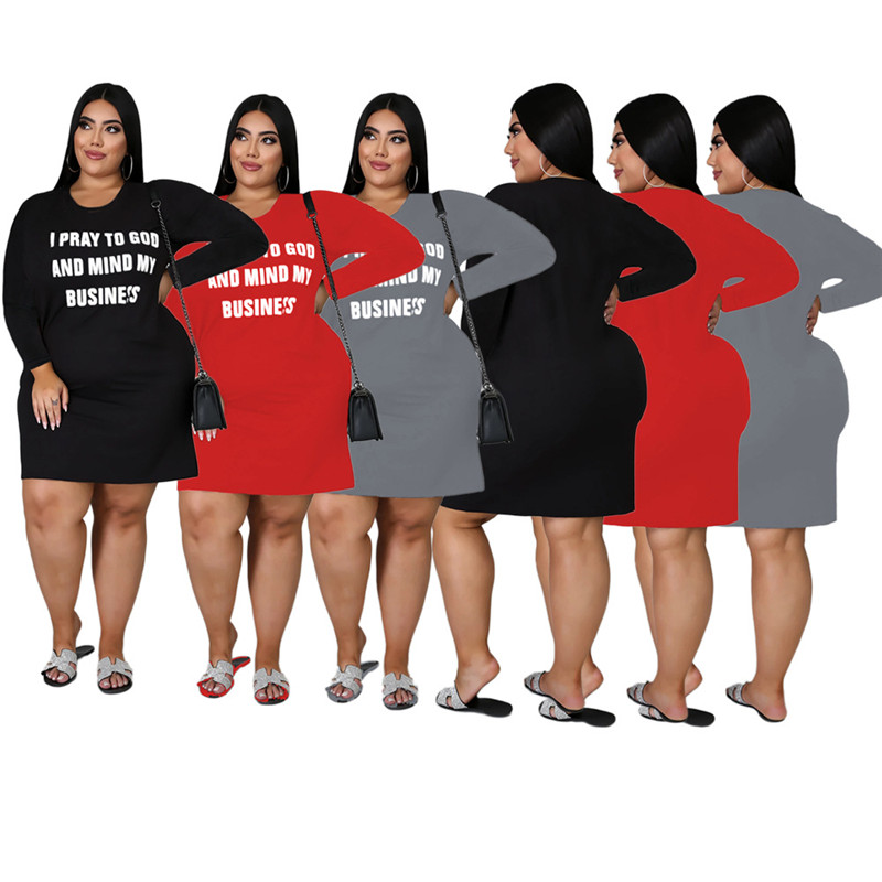 Loose Letter Printed Designer Plus Size Dress Crew Neck Long Sleeve Pencil Dress Autumn Streetwear Female Clothing
Loose Letter Printed Designer Plus Size Dress Crew Neck Long Sleeve Pencil Dress Autumn Streetwear Female Clothing