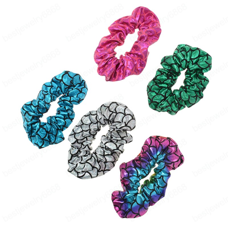New Glitter Colorful Hair Scrunchies Women Elastic Hair Bands Girls Headwear Bright Color Silk Ponytail Holder Hair Tie Accessories