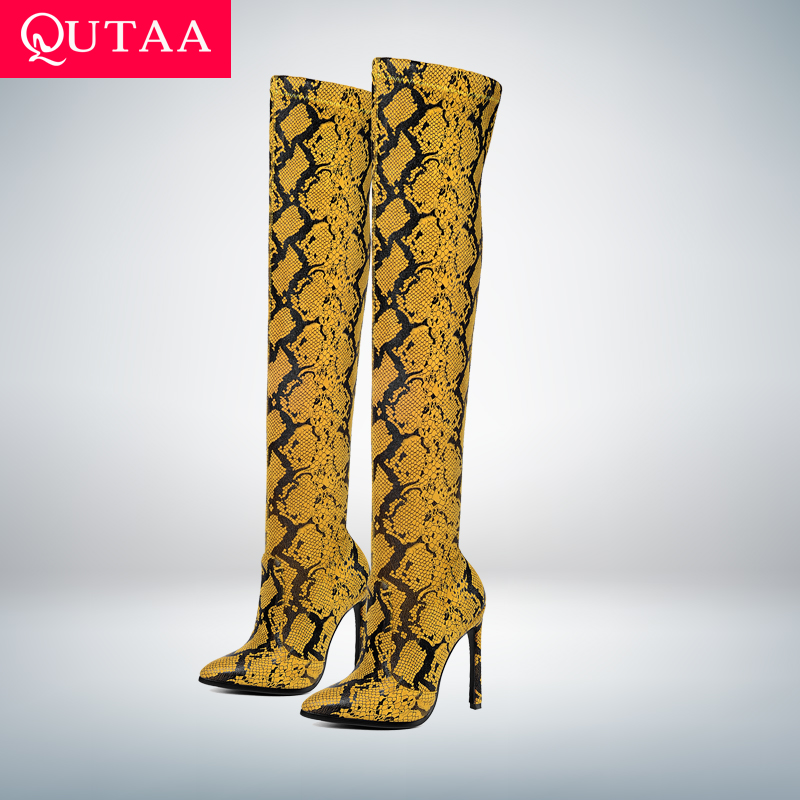 QUTAA 2020 Thin High Heel Sexy Pointed Toe Over The Knee Boots Fashion Snakeskin PU Leather Autumn Winter Women Shoes Size 34-43, Beige
QUTAA 2020 Thin High Heel Sexy Pointed Toe Over The Knee Boots Fashion Snakeskin PU Leather Autumn Winter Women Shoes Size 34-43, Beige