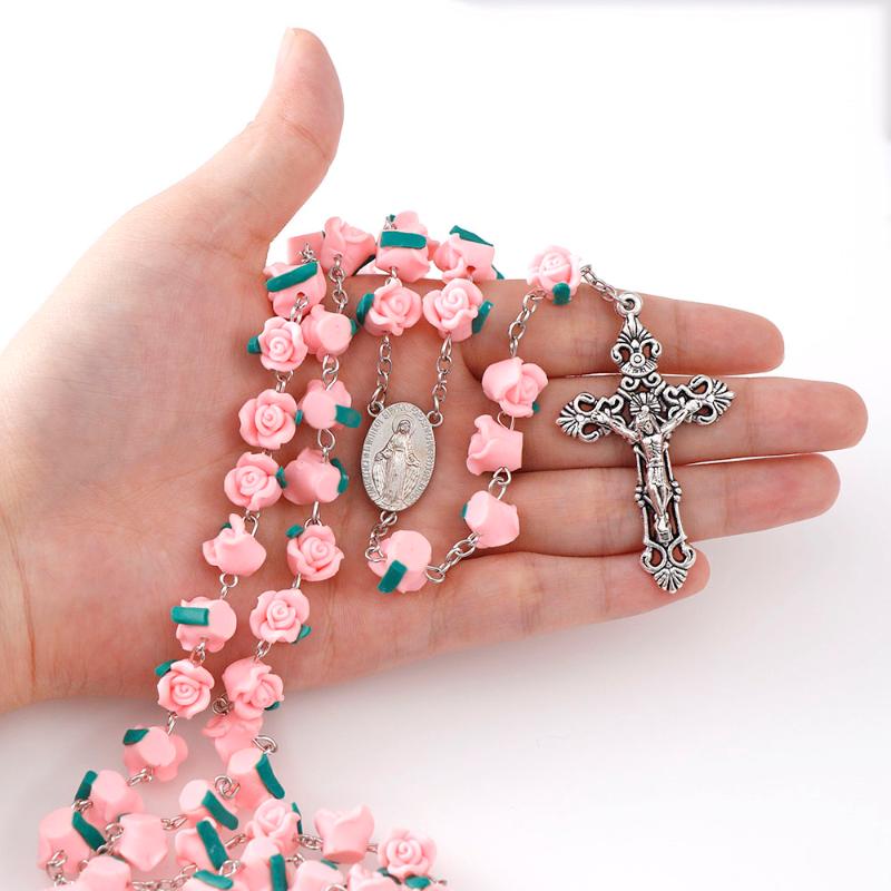 Creative New 10mm Catholic Cross Rosary Long Chain Necklaces Prayer Colorful Cross Pendant Polymer Clay Flowers Prayer Religious
Creative New 10mm Catholic Cross Rosary Long Chain Necklaces Prayer Colorful Cross Pendant Polymer Clay Flowers Prayer Religious