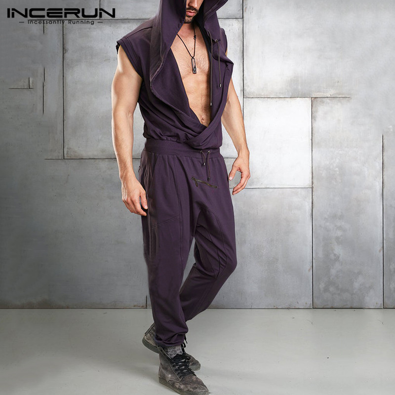 Fashion Mens Jumpsuits Solid Color Hooded Pockets Sleeveless V Neck Overalls Men Joggers Streetwear Casual Rompers Pants INCERUN, Purple
Fashion Mens Jumpsuits Solid Color Hooded Pockets Sleeveless V Neck Overalls Men Joggers Streetwear Casual Rompers Pants INCERUN, Purple