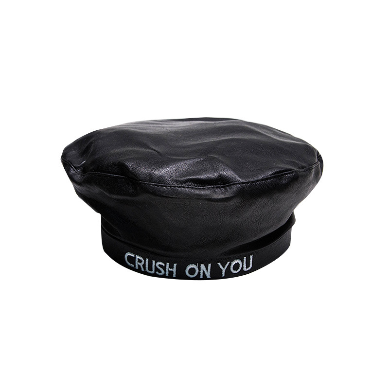 Autumn and winter letter beret casual painter's hat female british flat top hat, Black
Autumn and winter letter beret casual painter's hat female british flat top hat, Black