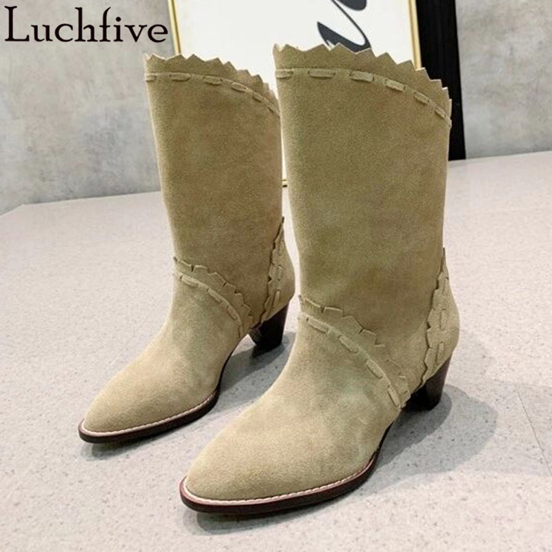 Kid Suede Women's Boots Round Toe Ladies Shoes Spike Heels Boots For Women Slip On Black White Botas Feminina
Kid Suede Women's Boots Round Toe Ladies Shoes Spike Heels Boots For Women Slip On Black White Botas Feminina