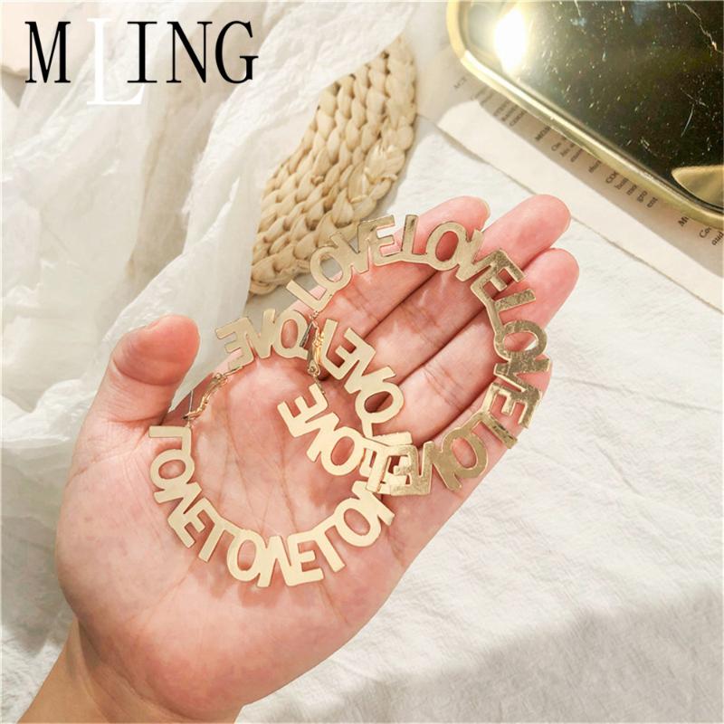 Hoop & Huggie MLING Vintage Gold Alloy Hollow Geometric Earrings Fashion Love Letters For Women
Hoop & Huggie MLING Vintage Gold Alloy Hollow Geometric Earrings Fashion Love Letters For Women