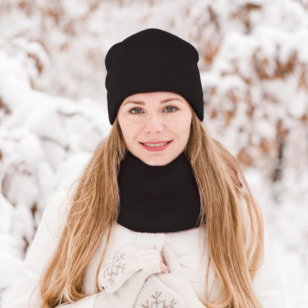 Winter knitted Beanies Hats Women Thick Warm Beanie Skullies Hat Female knit Bonnet Beanie Caps Outdoor Riding Sets