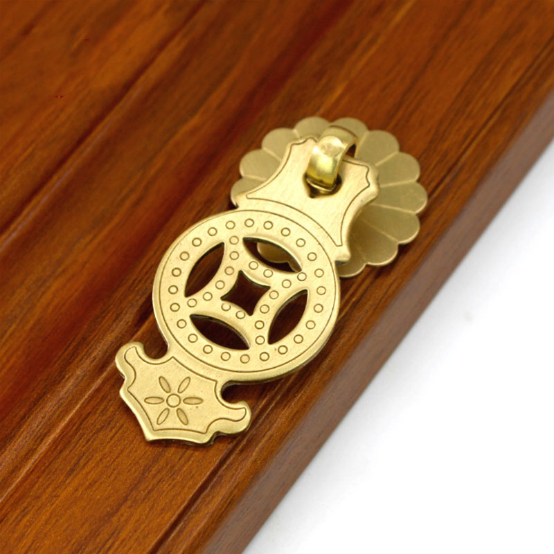 2 pcs Chinese antique drawer knob furniture door handle hardware Classical wardrobe cabinet shoe closet cone vintage pull ring