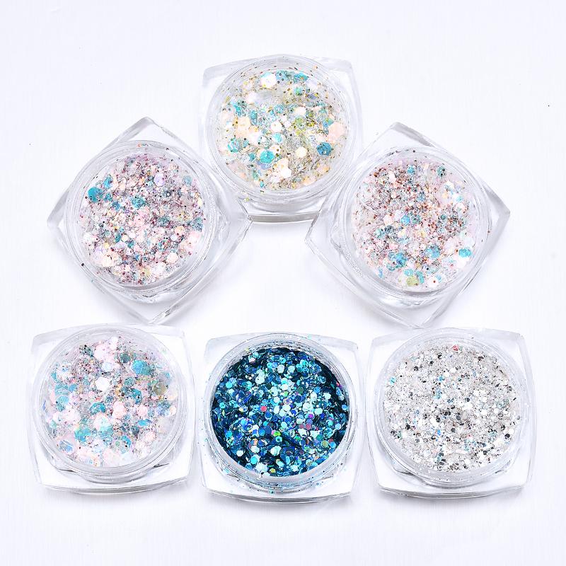 6pcs Set Holographic Laser Nail Glitter Powder Colorful Flake Shine Ultra Thin Chrome Tips Nail Art Pigment Sequin Glitter Dust
6pcs Set Holographic Laser Nail Glitter Powder Colorful Flake Shine Ultra Thin Chrome Tips Nail Art Pigment Sequin Glitter Dust