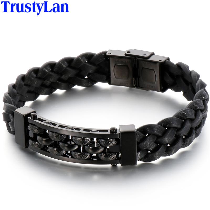Adjustable Braided Genuine Leather Bracelet Men Gold/Black Stainless Steel Mens Wrap Bracelets Cool Male Bangles Massive Jewelry
Adjustable Braided Genuine Leather Bracelet Men Gold/Black Stainless Steel Mens Wrap Bracelets Cool Male Bangles Massive Jewelry