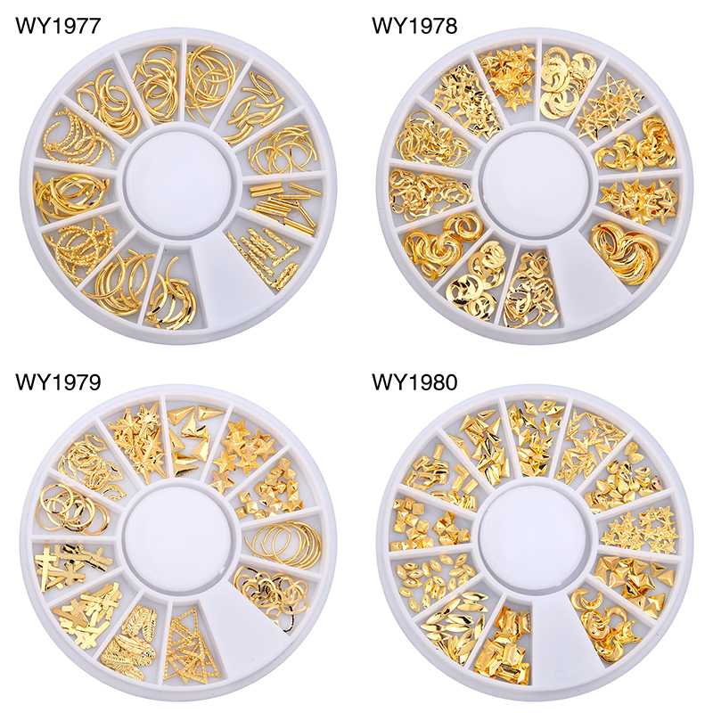 3D Hollow Nail Art Decoration Metal Mixed Shapes Golden Nail Art Tools Accessories Supplies in Wheel for Manicure Nailart Design
3D Hollow Nail Art Decoration Metal Mixed Shapes Golden Nail Art Tools Accessories Supplies in Wheel for Manicure Nailart Design