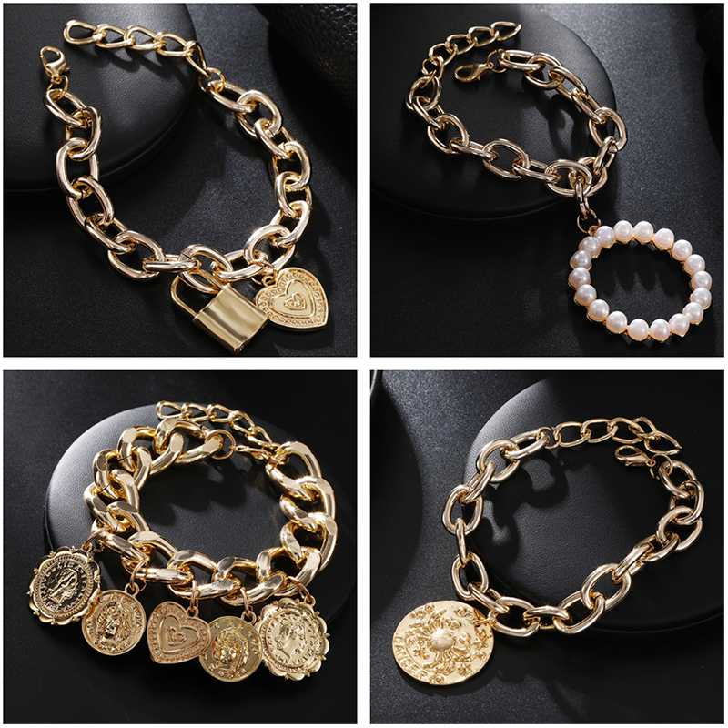 2020 Big Gold Bracket Punk Chain Coins Bracelet Retro Jewelry Female HipHop Multi Relief Portrait Geometric Pendant Bracelets
2020 Big Gold Bracket Punk Chain Coins Bracelet Retro Jewelry Female HipHop Multi Relief Portrait Geometric Pendant Bracelets
