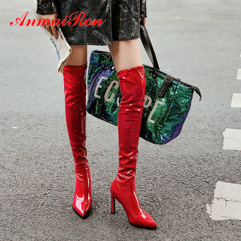 ANMAIRON 2020 Fashion Women Boots Slip-On PU Thigh High Boots Stretch Fabric Over The Knee Thin Heels Shoes Women 34-43, Black
ANMAIRON 2020 Fashion Women Boots Slip-On PU Thigh High Boots Stretch Fabric Over The Knee Thin Heels Shoes Women 34-43, Black