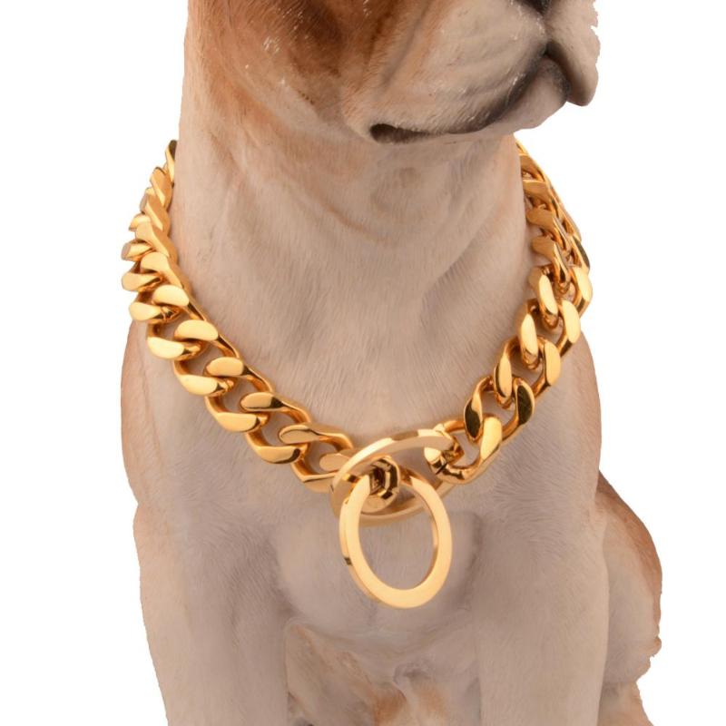 14mm Gold Color Pet Dog Collar Stainless Steel Chain Dog Necklace Choker Link Cuba's Chain Originality Circle Lock Hot Sale
14mm Gold Color Pet Dog Collar Stainless Steel Chain Dog Necklace Choker Link Cuba's Chain Originality Circle Lock Hot Sale