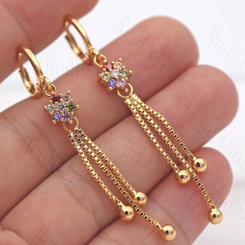 Luxury Tassel Earrings for Women Gold Color Flower Drop Earring with Rainbow Zircon Trendy Jewelry for Wedding Engagement Gift
Luxury Tassel Earrings for Women Gold Color Flower Drop Earring with Rainbow Zircon Trendy Jewelry for Wedding Engagement Gift