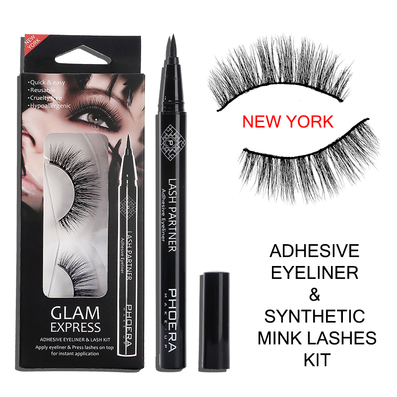 False Eyelashes Liquid Eyeliner Set Natural Long Lasting Waterproof Not-blooming 9D Imitation Mink Hair Self-adhesive Eyelashes