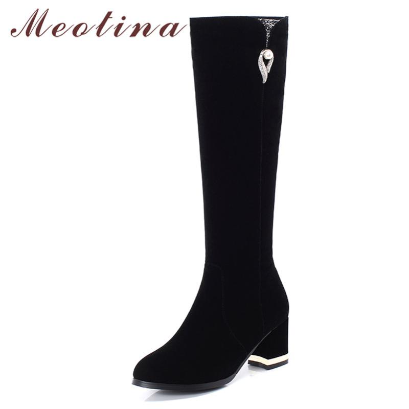 Meotina Autumn Knee High Boots Women Crystal Chunky High Heels Tall Boots Zipper Round Toe Shoes Ladies Winter Large Size 33-43, Black
Meotina Autumn Knee High Boots Women Crystal Chunky High Heels Tall Boots Zipper Round Toe Shoes Ladies Winter Large Size 33-43, Black