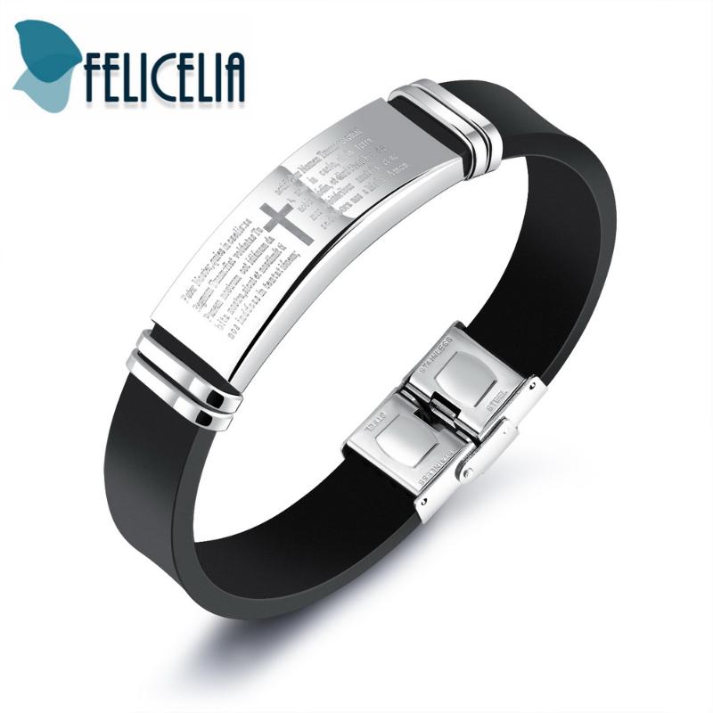 Felicelia Genuine Silicone Wristband Stainless Steel Spanish Bible Lords Prayer Cross Bracelet For Men Boys Religious Jewelry
Felicelia Genuine Silicone Wristband Stainless Steel Spanish Bible Lords Prayer Cross Bracelet For Men Boys Religious Jewelry