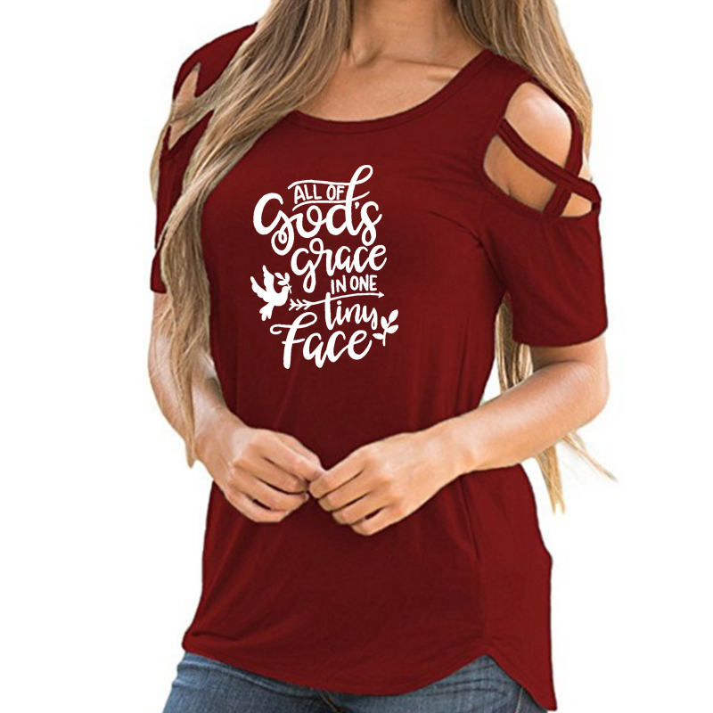 All of God' In One Tiny Face Letter Print Women Shirt Harajuku Christmas Off Shoulder Vintage T-Shirt Hollow Femme Shirts, Black
All of God' In One Tiny Face Letter Print Women Shirt Harajuku Christmas Off Shoulder Vintage T-Shirt Hollow Femme Shirts, Black