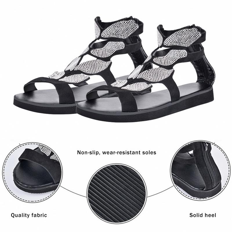Women Sandals Dropship Summer Rhinestone Sandals Foam Sole Durable Ladies Outdoor Beach Female