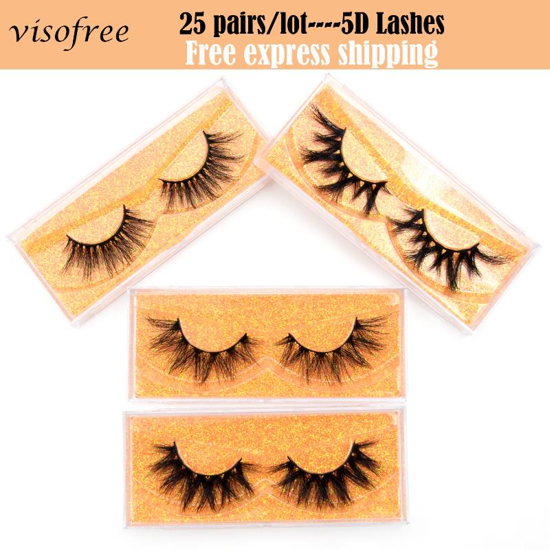 

25pcs/lot Bulk Visofree 5D Mink Eyelashes thick long mink lashes natural dramatic volume eyelashes extension 3d false eyelash