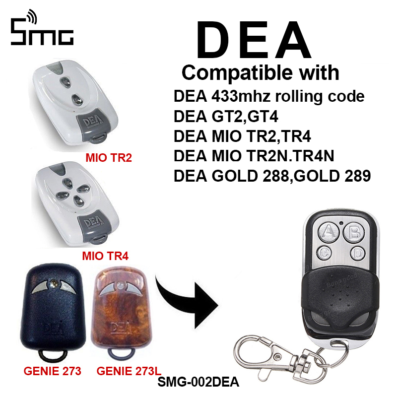 DEA GT2 GT4 DEA MIO TR2 TR4 433mhz Remote Control Remote Garage Door Control Rolling Code 433.92MHz
DEA GT2 GT4 DEA MIO TR2 TR4 433mhz Remote Control Remote Garage Door Control Rolling Code 433.92MHz