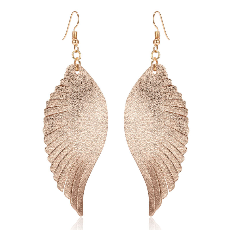 2021 New Fashion Leather Dangle Earring Womens Angle Wings Hoop Earrings Wedding Party Jewelry Gift IE91601