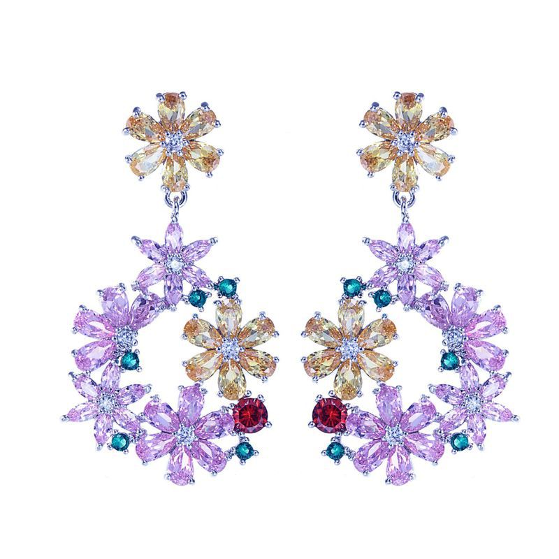 New High-end Women Costume Jewelry Blossoming Flower Yellow Purple Cubic Zirconia Crystal Big Long Luxury Earrings
New High-end Women Costume Jewelry Blossoming Flower Yellow Purple Cubic Zirconia Crystal Big Long Luxury Earrings