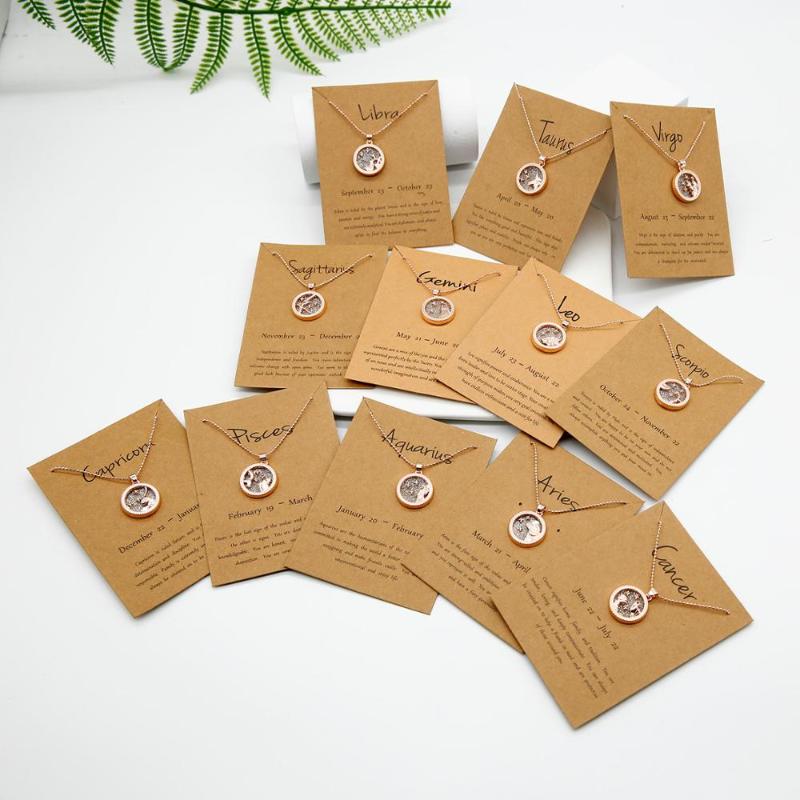 Rinhoo 12 Zodiac Constellations Pendants Necklaces Rose Gold Chain Jewelry Fashion Charm Birthday Gifts With Paper Card
Rinhoo 12 Zodiac Constellations Pendants Necklaces Rose Gold Chain Jewelry Fashion Charm Birthday Gifts With Paper Card