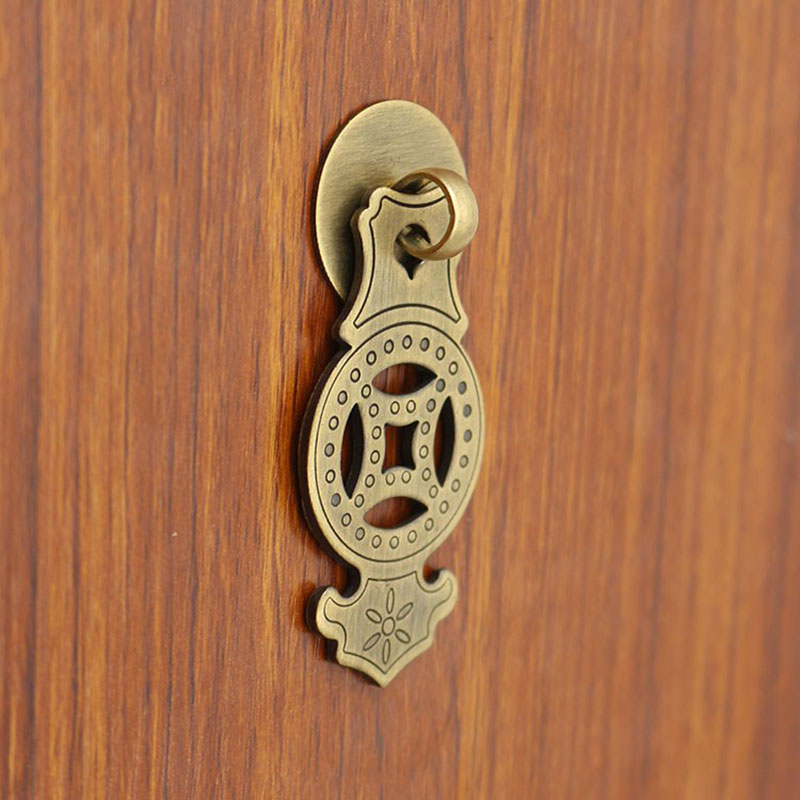 2 pcs Chinese antique drawer knob furniture door handle hardware Classical wardrobe cabinet shoe closet cone vintage pull ring