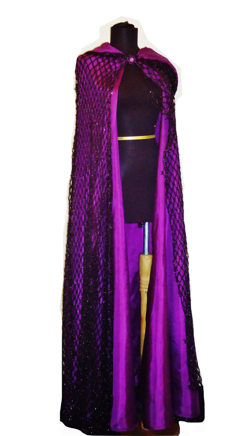 Sparkly Purple Hooded Cloaks Winter Wedding Capes Wicca Robe Warm Hallowmas Christmas Evening Party Prom Jacket