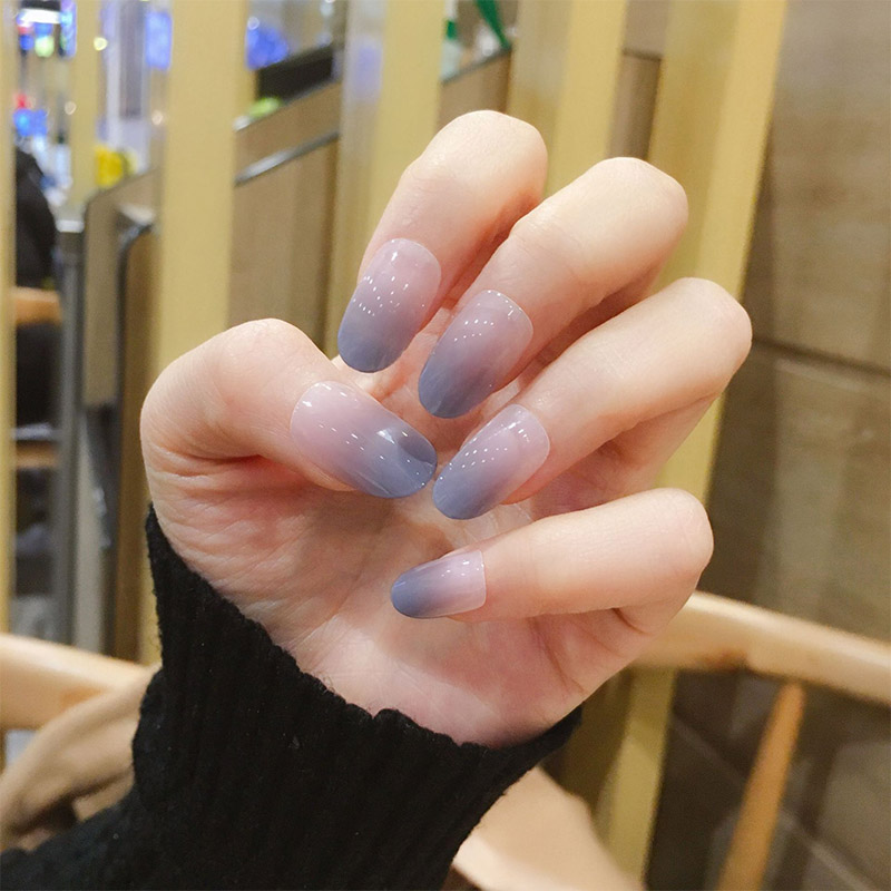 Elegant Acrylic Round Head Full False Nails Bare Purple Gradient Fake Nails Short 3D French Bride Small Oval Fake Art Set, As shown
Elegant Acrylic Round Head Full False Nails Bare Purple Gradient Fake Nails Short 3D French Bride Small Oval Fake Art Set, As shown