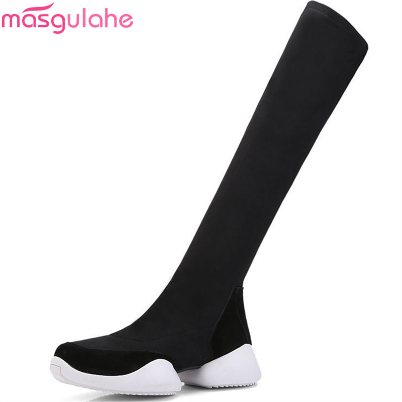Masgulahe black fashion autumn winter boots women square toe flat with knee high boots stretch fabric+suede leather, Black ankle
Masgulahe black fashion autumn winter boots women square toe flat with knee high boots stretch fabric+suede leather, Black ankle