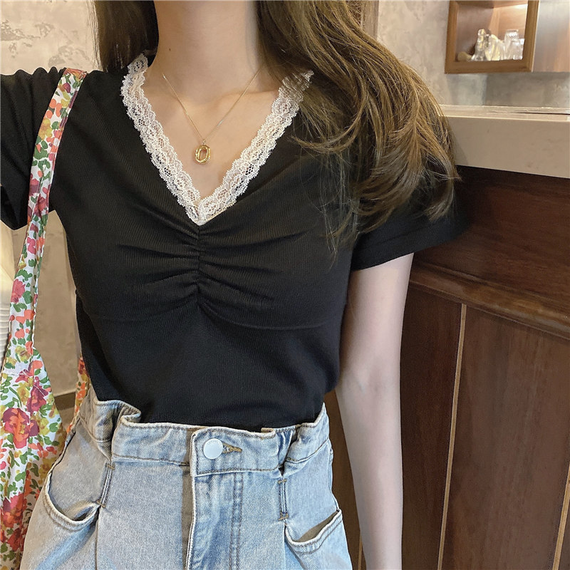 Casual Ins Retro Lace Stitching T-shirt Women's T-shirts Tops Japanese Kawaii Ulzzang Female Korean Harajuku Clothes For Women, Black
Casual Ins Retro Lace Stitching T-shirt Women's T-shirts Tops Japanese Kawaii Ulzzang Female Korean Harajuku Clothes For Women, Black