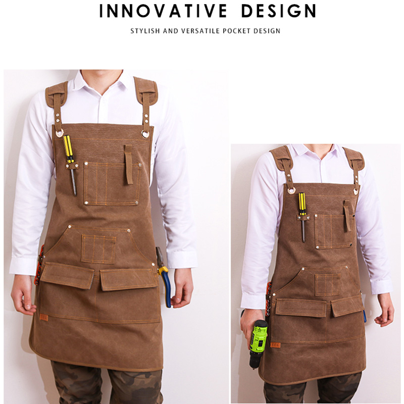 BBQ Canvas Apron Bib Chef Kitchen Apron for Women Men Painter Barista Bartender Pockets home barber Cafe Restaurant Tool Aprons