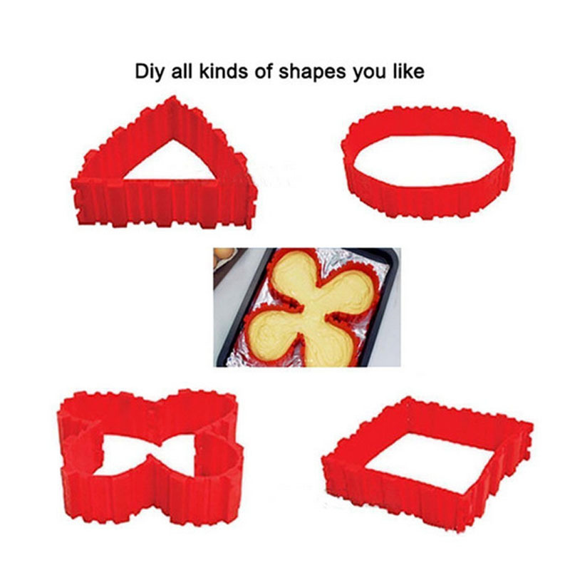 4 Pcs Cake Baking Moulds Snack Cooking Cake Baking Combination Molds Food Grade DIY Silicone Square Round Shape Cake Baking Moulds