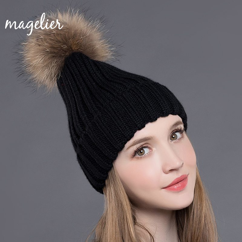 Women's Knitted Hats with Raccoon Fur Ball Winter Warm Pom Poms Beanies Fashion Brand Soft Cap New Arrival, Color 7
Women's Knitted Hats with Raccoon Fur Ball Winter Warm Pom Poms Beanies Fashion Brand Soft Cap New Arrival, Color 7