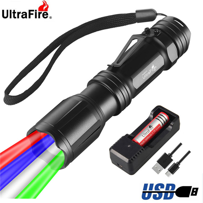 UltraFire LED zoom tactical torch 4-color in 1 professional outdoor hunting flash USB rechargeable 18650 battery
UltraFire LED zoom tactical torch 4-color in 1 professional outdoor hunting flash USB rechargeable 18650 battery
