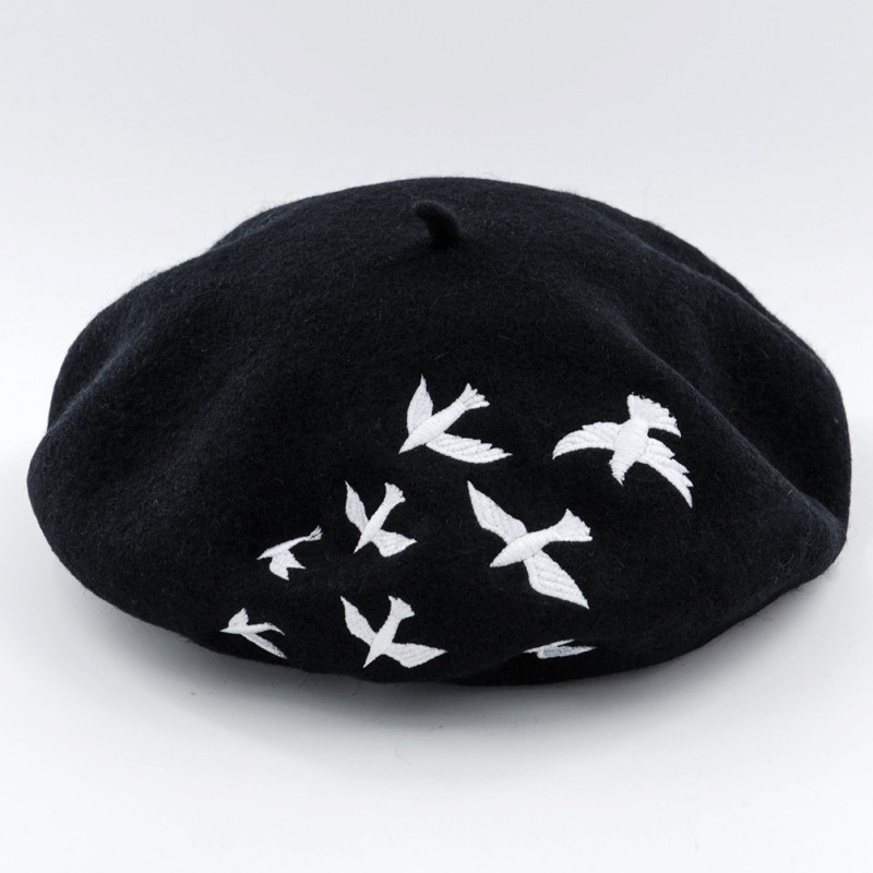 Autumn Winter New robin embroidery Retro Wool Beret tcasual all-match Painter Hat Ladies Girls Warm Wool Hat Christmas Present, White
Autumn Winter New robin embroidery Retro Wool Beret tcasual all-match Painter Hat Ladies Girls Warm Wool Hat Christmas Present, White
