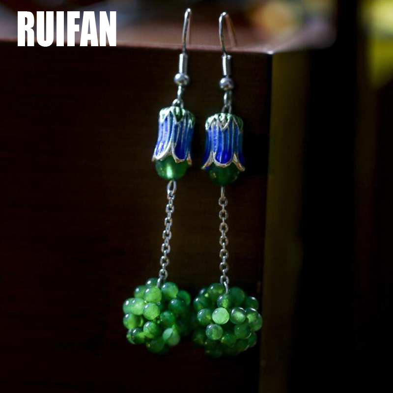 Ruifan Hot Sale Green Grape Shape Thai Silver Long Drop Earrings for Women Girls Vintage Cloisonne Hooks Earring Jewelry YEA274
Ruifan Hot Sale Green Grape Shape Thai Silver Long Drop Earrings for Women Girls Vintage Cloisonne Hooks Earring Jewelry YEA274
