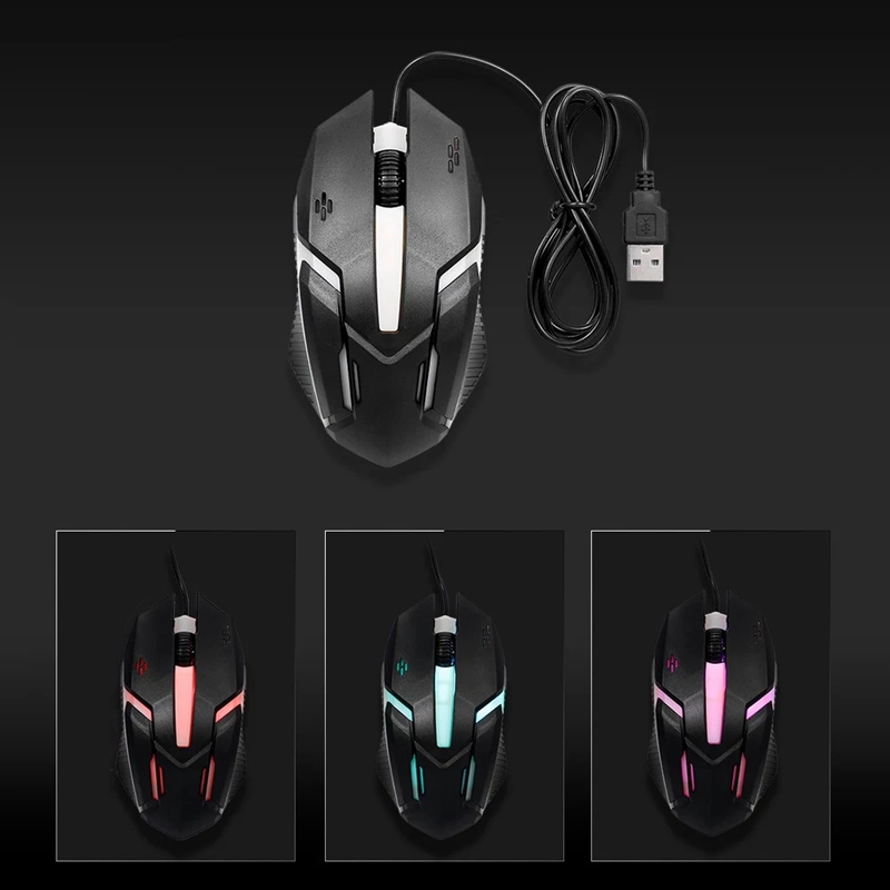 

CM-818 Wired Optical Mouse Gaming Mouse 1200DPI USB Gaming Ergonomic with Colorful Breathing Light Black