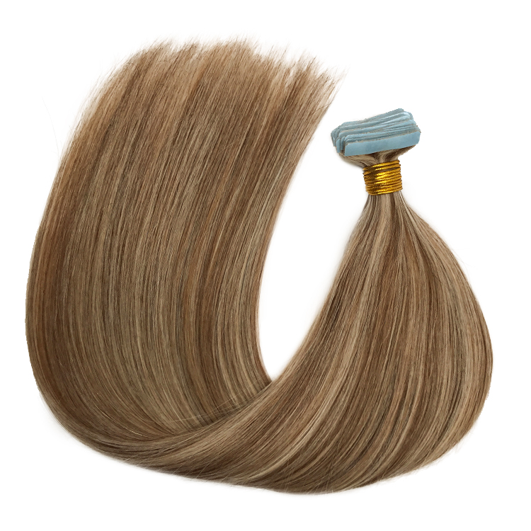 Premium Highlights Tape in Human Hair Extensions#8 color Mixed #24 Blonde color Balayage Invisiable Tape on Hair Extensions 100g/40pcs