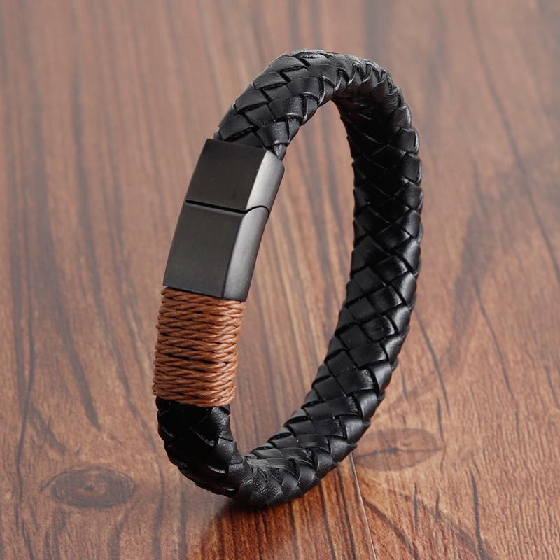Retro Jewelry Mens Stainless Steel Braided Leather Bracelet Magnetic Clasp Bangle Gift Vintage Black Bracelets
Retro Jewelry Mens Stainless Steel Braided Leather Bracelet Magnetic Clasp Bangle Gift Vintage Black Bracelets