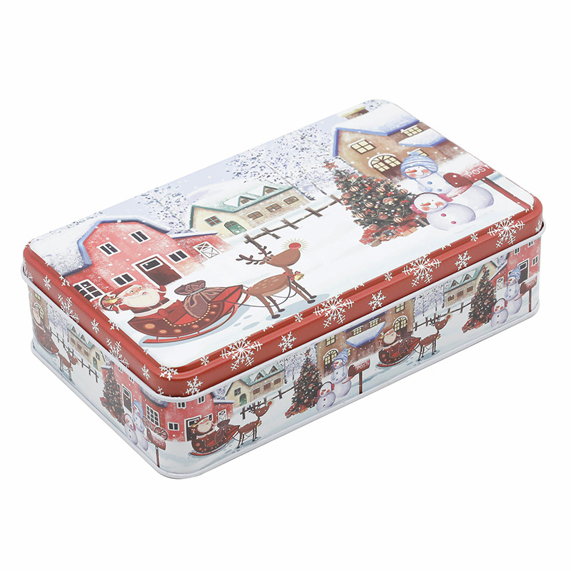 Gift Wrap 1pc Christmas Gifts Box Tin Santa Claus Metal Cookies Xams For Kids Rectangle Candy And Packaging