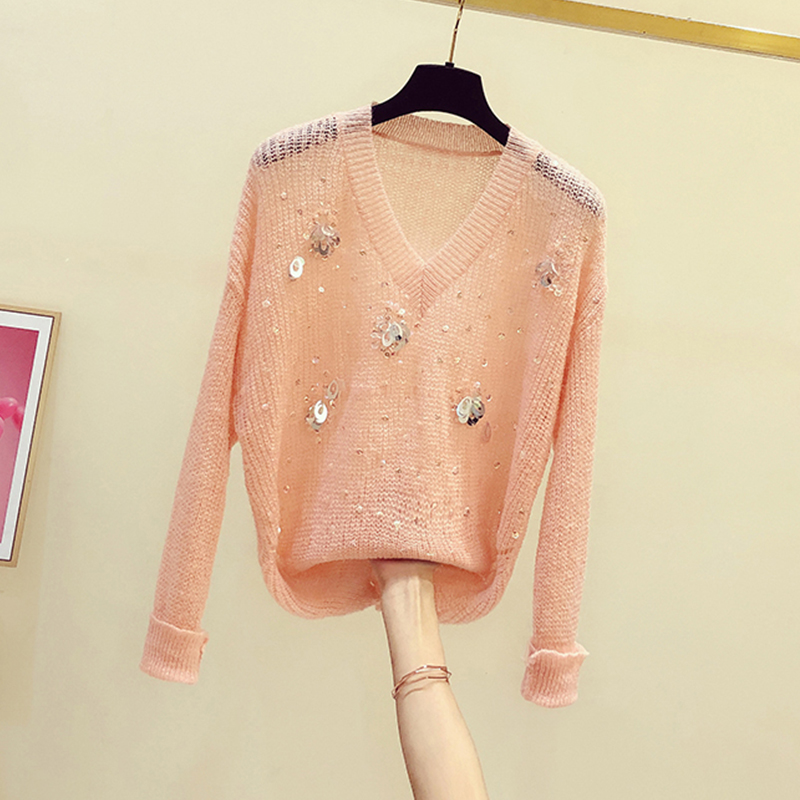 2020 Autumn New Korean Fashion Sequin V-neck Long-Sleeved Thin Sweater Women' Casual Knit Coat Female Sweaters Pullover Shirts, Orange
2020 Autumn New Korean Fashion Sequin V-neck Long-Sleeved Thin Sweater Women' Casual Knit Coat Female Sweaters Pullover Shirts, Orange