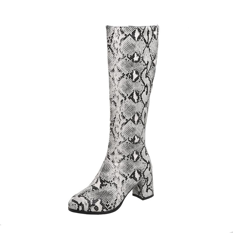 Fancy Snake Print Thick-Heel Knee-Length Boots Round Toe High-Heel Snake Print Scales Pattern Side Zipper Women's Boots, Green autumn
Fancy Snake Print Thick-Heel Knee-Length Boots Round Toe High-Heel Snake Print Scales Pattern Side Zipper Women's Boots, Green autumn