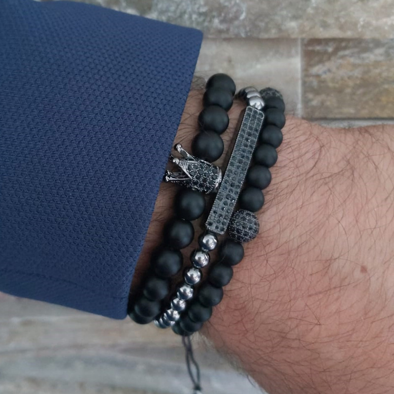 3pcs/set Fashion CZ Ball Bar Crown Charm Bracelet Sets Men Classic Black Matte Stone Beaded Braiding & Elastic Bracelet Jewelry
3pcs/set Fashion CZ Ball Bar Crown Charm Bracelet Sets Men Classic Black Matte Stone Beaded Braiding & Elastic Bracelet Jewelry
